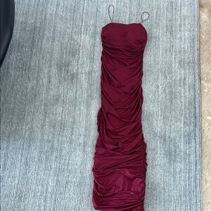 Elegant Burgundy Ruched Dress